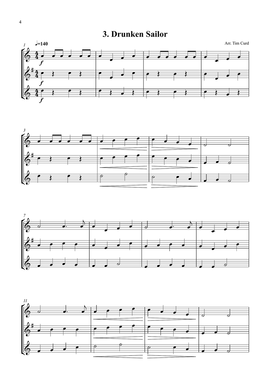 14 Fun Trios For Trumpet, Alto and Tenor Saxophone. Small Ensemble scores gallery preview page 4