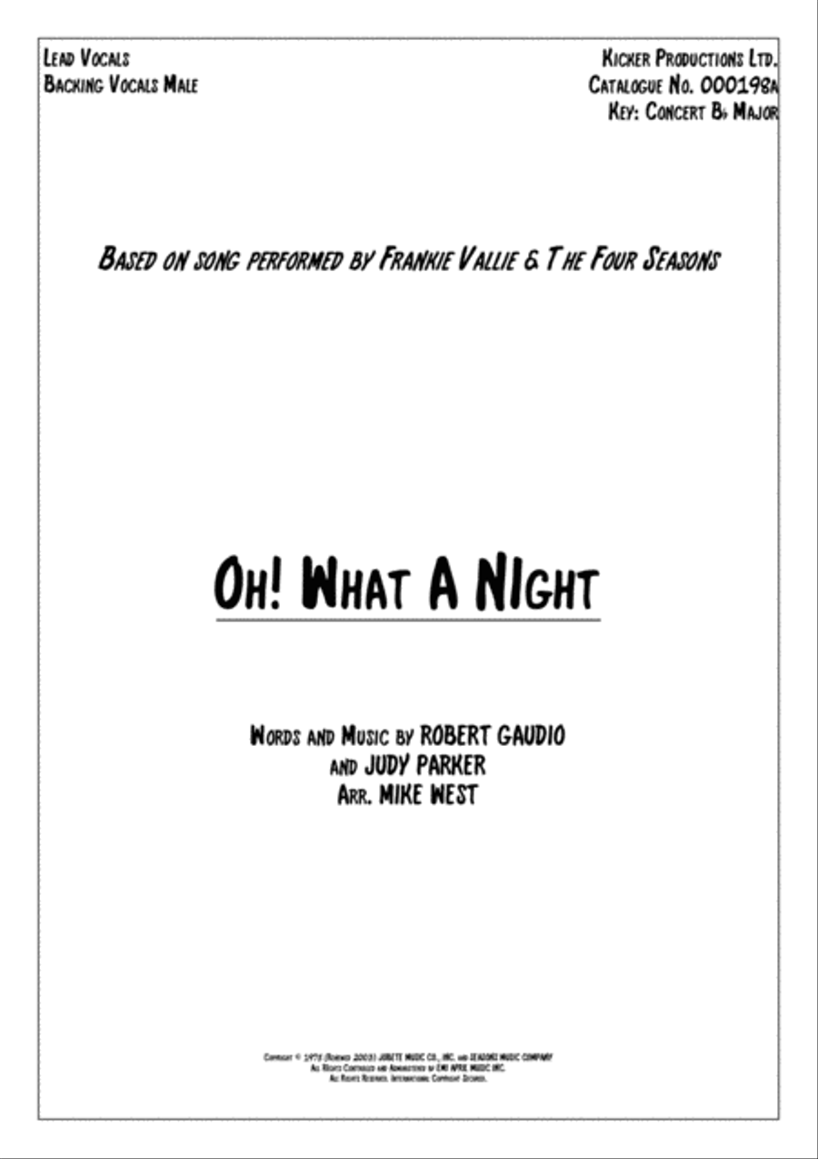 December 1963 (oh, What A Night) Small Ensemble scores gallery preview page 1