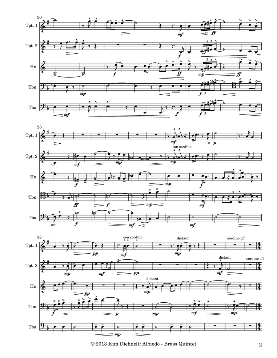 Diehnelt: Albiedo for brass quintet Brass Quintet scores gallery preview page 3