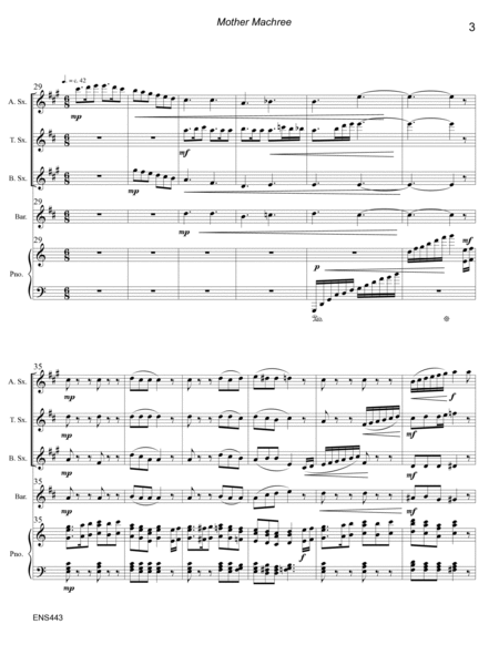 MOTHER MACHREE - Alto, Tenor & Baritone Saxes & Baritone TC or Trombone with Piano Accompaniment image number null