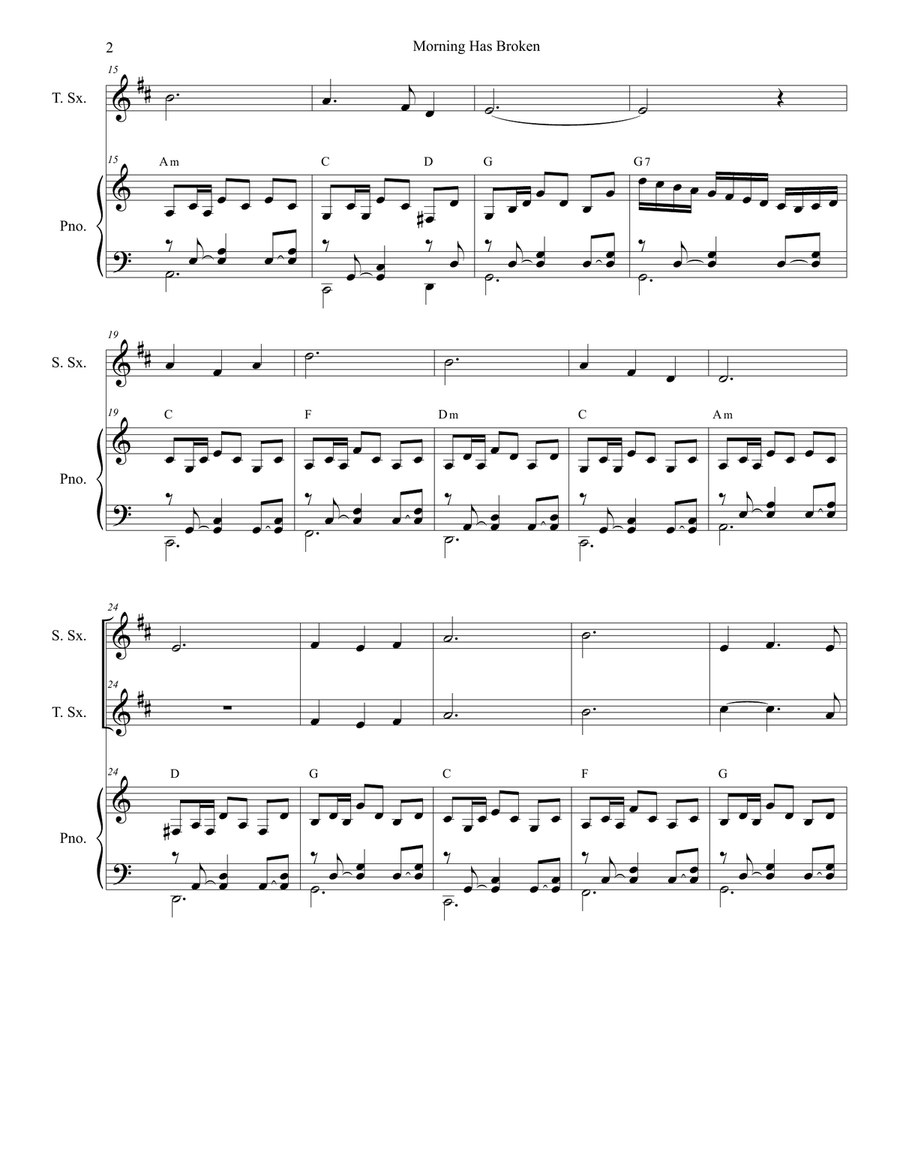 Morning Has Broken Woodwind Duet scores gallery preview page 2