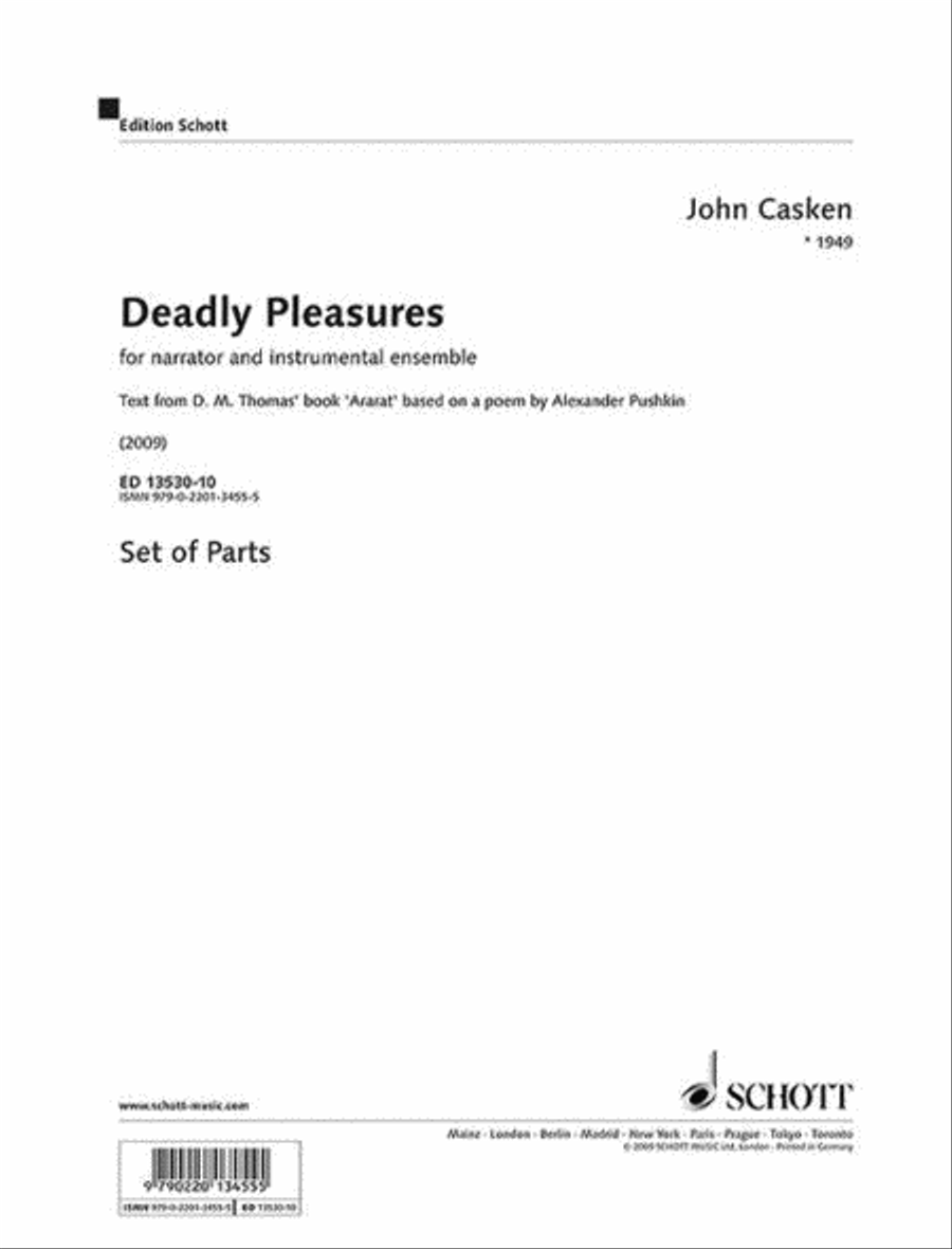 Deadly Pleasures Set Of Parts For Narrator And Instrumentalensemble Saxophone scores gallery preview page 1