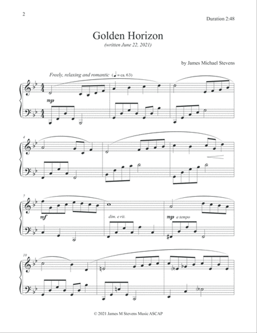 Golden Horizon Piano Solo scores gallery preview page 2
