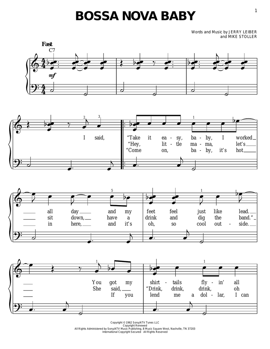 Bossa Nova Baby Easy Piano scores gallery preview page 1