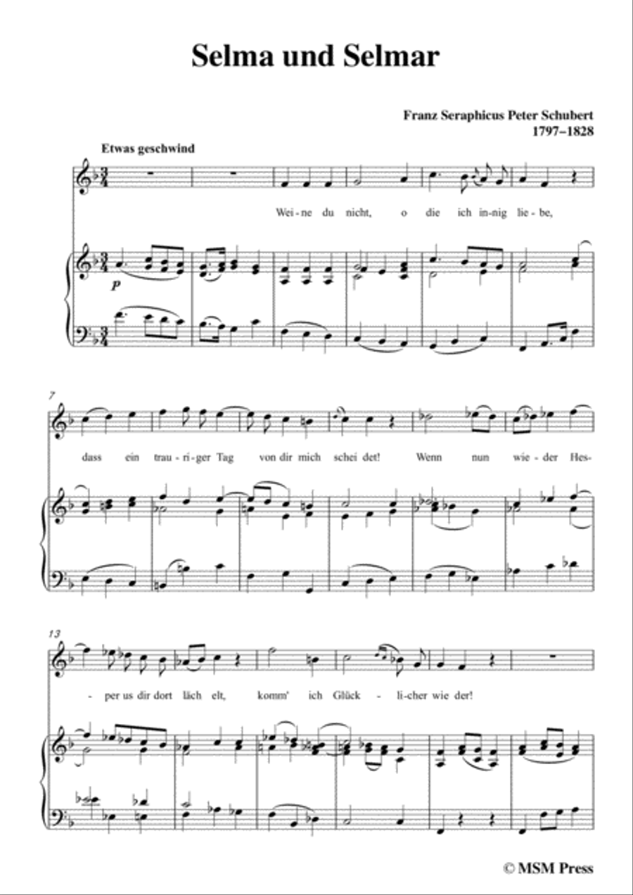 Schubert-Selma und Selmar,in F Major,for Voice&Piano Voice scores gallery preview page 3