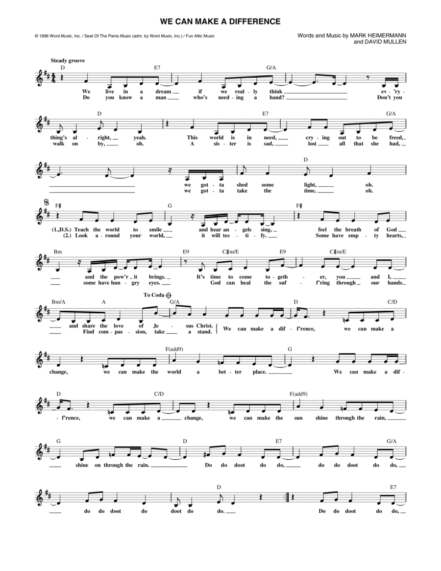 We Can Make A Difference We Can Make A Difference Piano scores gallery preview page 1