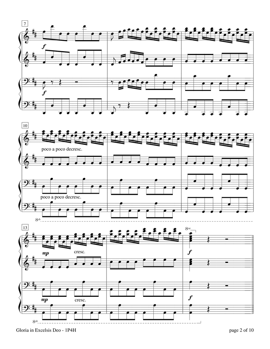 Gloria in Excelsis Deo (1 Piano, 4 Hands) 1 Piano, 4-Hands scores gallery preview page 4