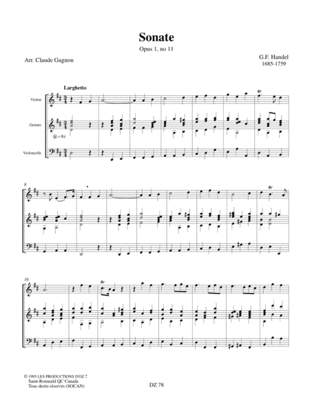 Sonate, opus 1, no 11