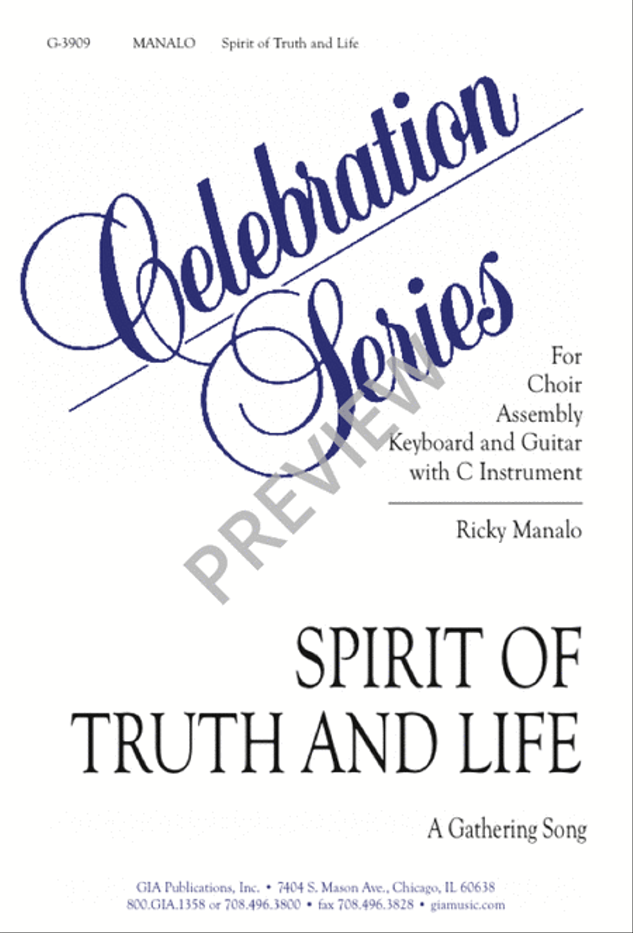 Spirit of Truth and Life Unison Choir scores gallery preview page 1