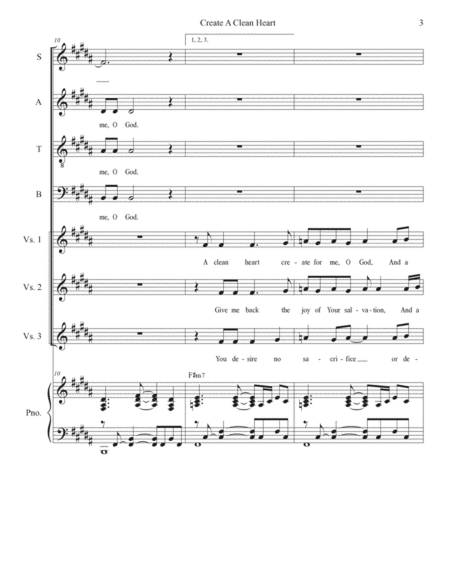Create A Clean Heart (Psalm 51) (Vocal Quartet - (SATB) image number null