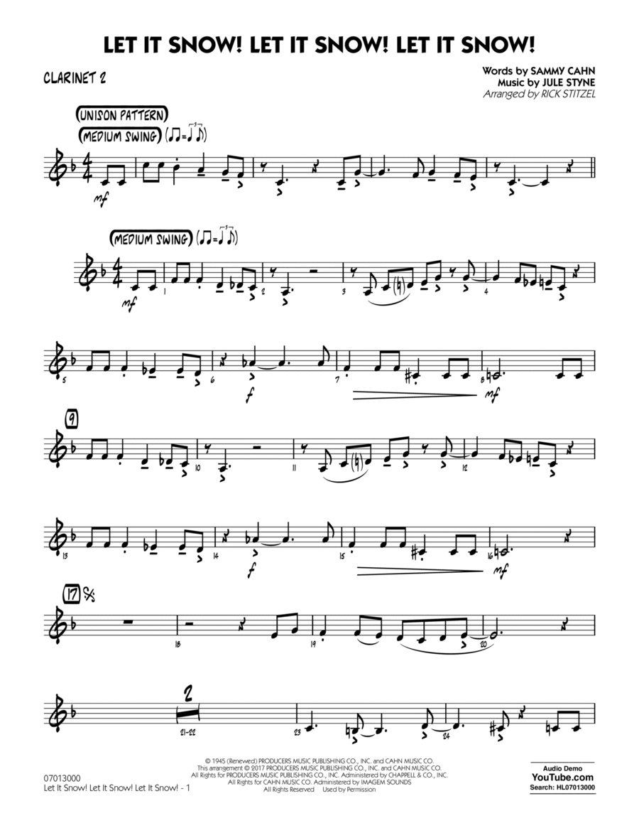 Let It Snow! Let It Snow! Let It Snow! - Bb Clarinet 2 B-Flat Clarinet scores gallery preview page 1
