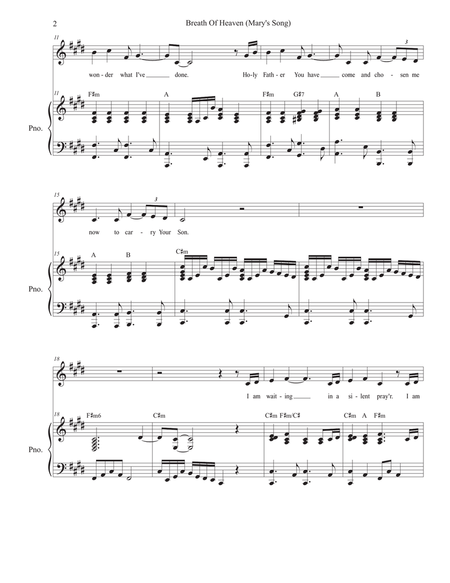Breath Of Heaven (Mary's Song) Piano, Vocal scores gallery preview page 2