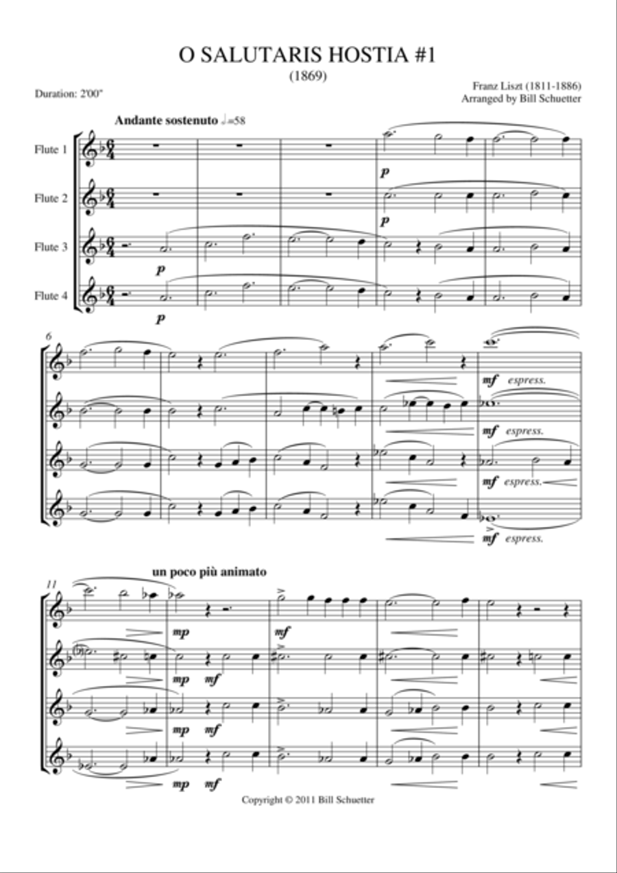 O Salutaris Hostia I O Salutaris Hostia I Flute Quartet scores gallery preview page 2