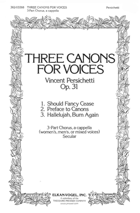 Book cover for Three Canons for Voices