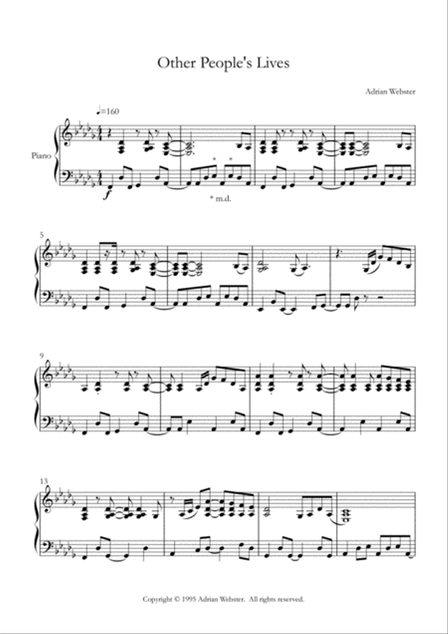 Other People's Lives - CrusaderBeach - Lively Upbeat Piano Solo Piano Solo scores gallery preview page 1