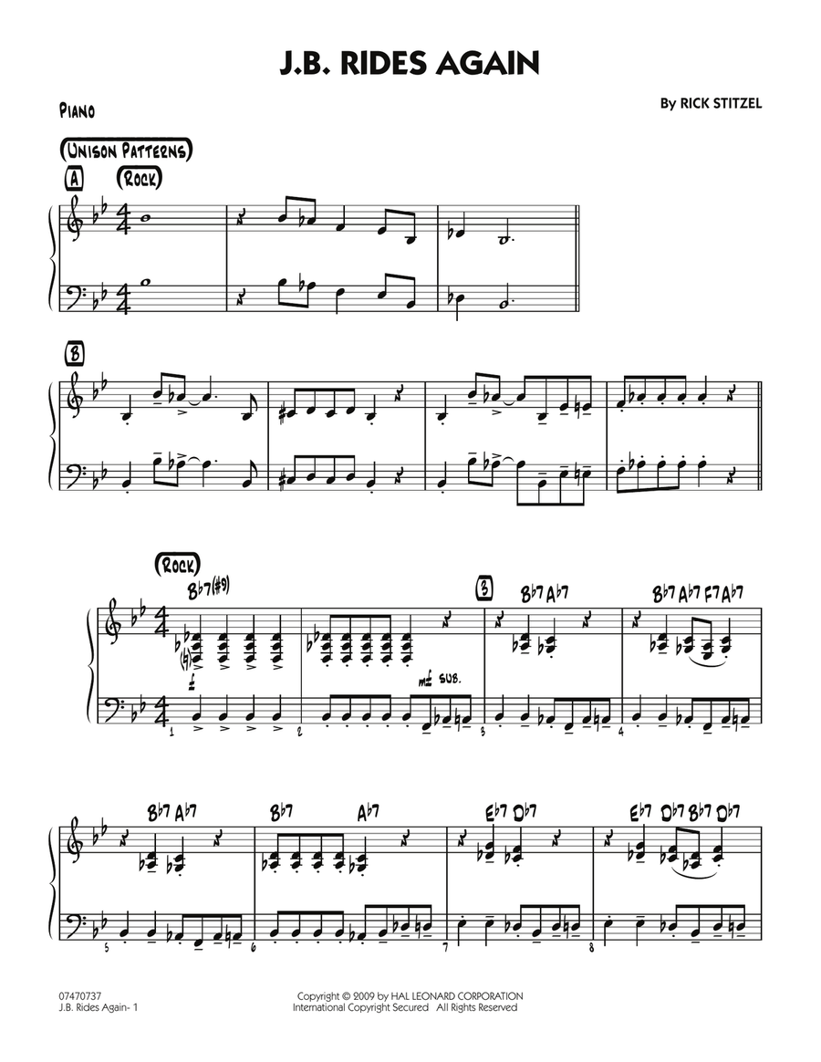 J.B. Rides Again - Piano Jazz Ensemble scores gallery preview page 1