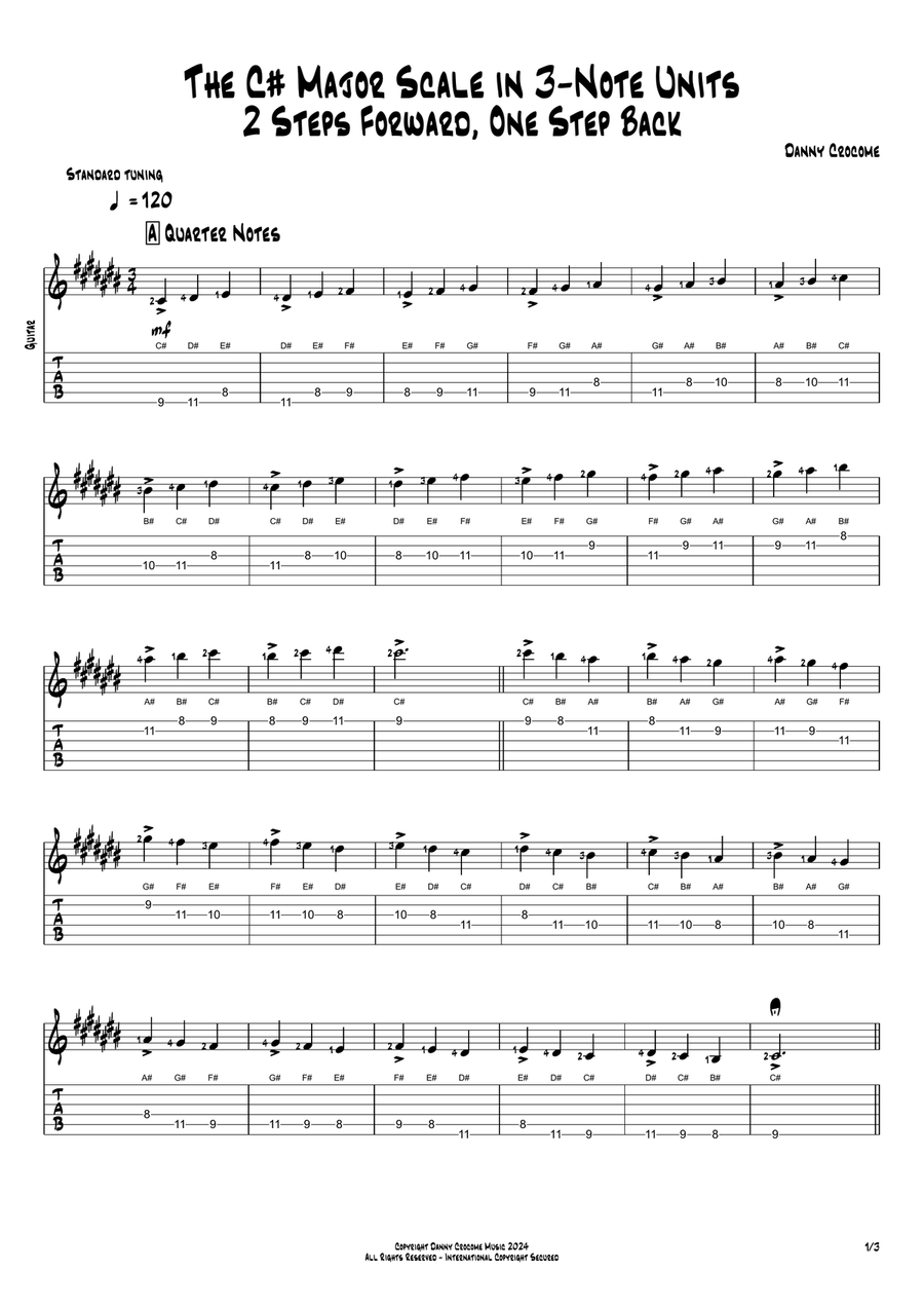 The C# Major Scale in 3-Note Units (2 Steps Forward, One Step Back)