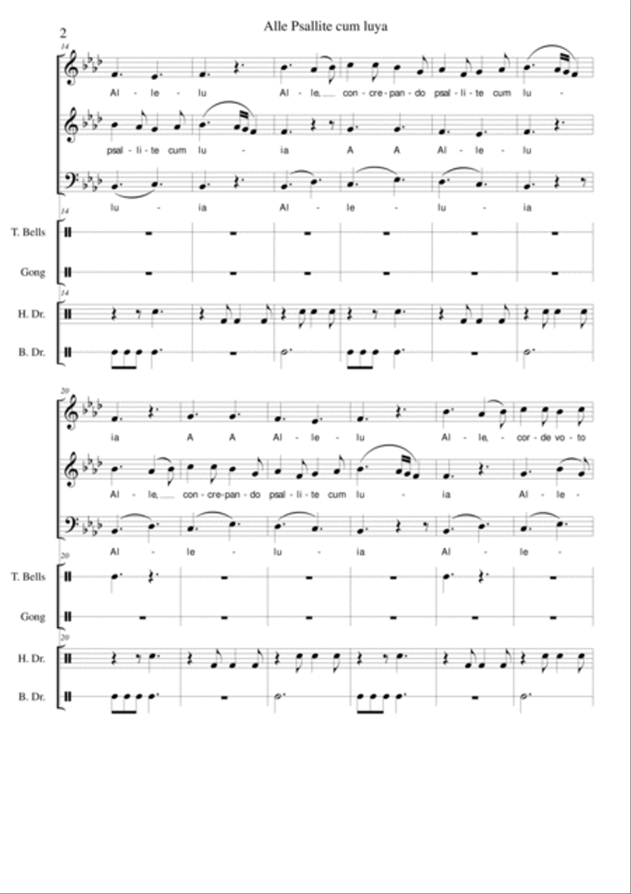 Alle Psallite for 3 voices and percussion 3-Part scores gallery preview page 2