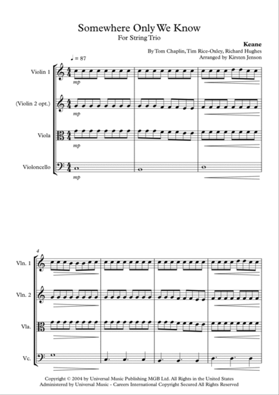 Somewhere Only We Know String Trio scores gallery preview page 2