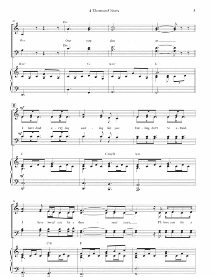 A Thousand Years A Thousand Years 4-Part scores gallery preview page 5