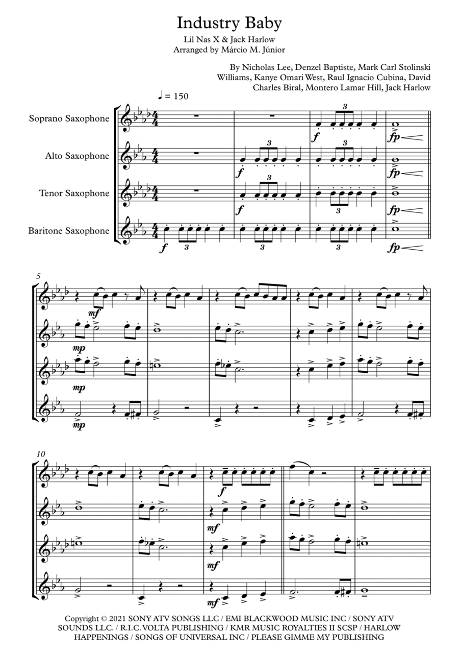 Industry Baby Woodwind Quartet scores gallery preview page 1