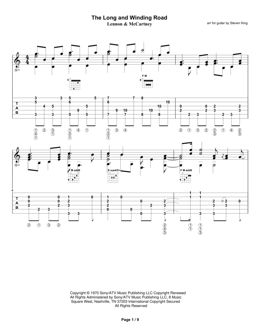 The Long And Winding Road Electric Guitar scores gallery preview page 1