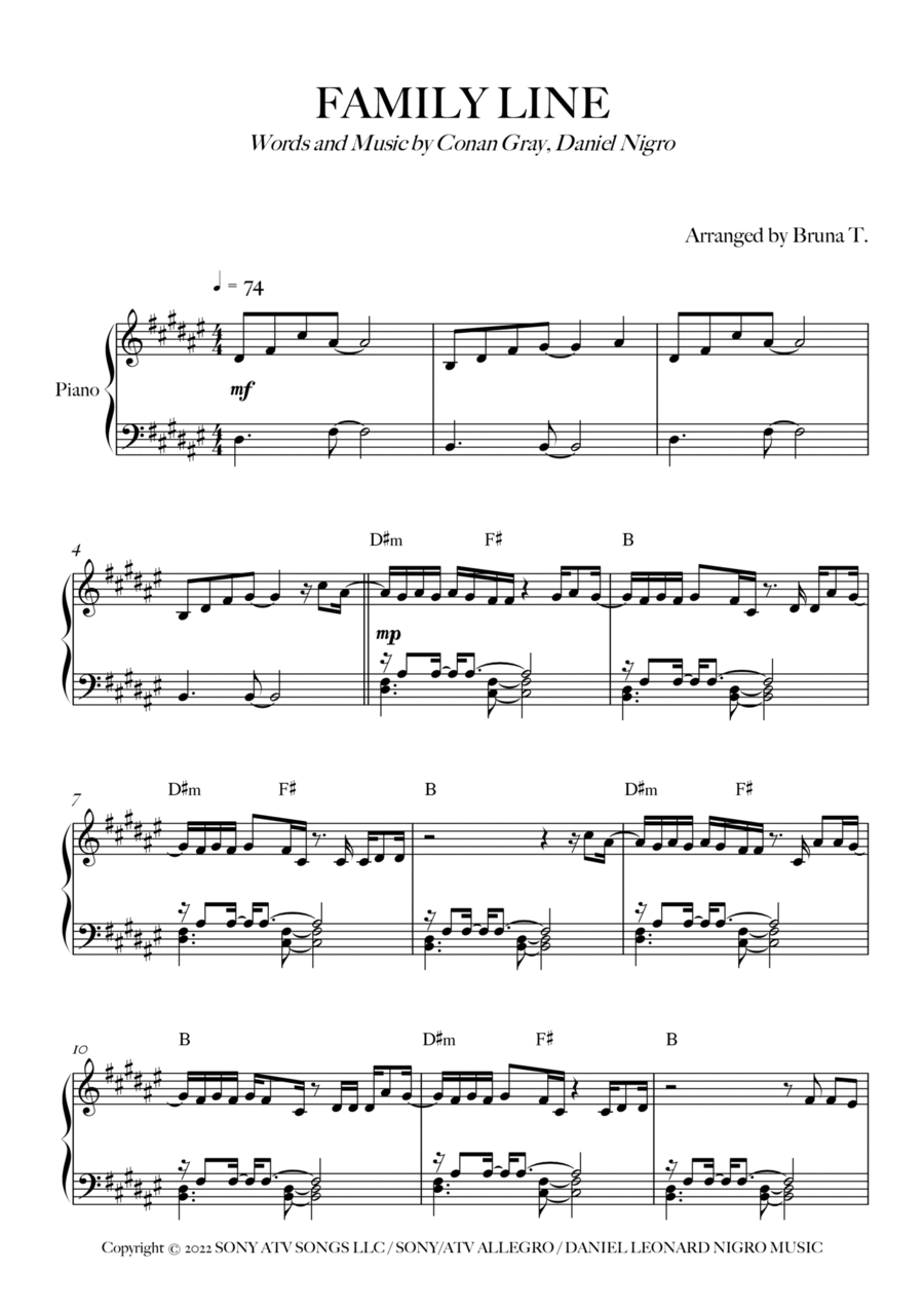 Family Line Easy Piano scores gallery preview page 1