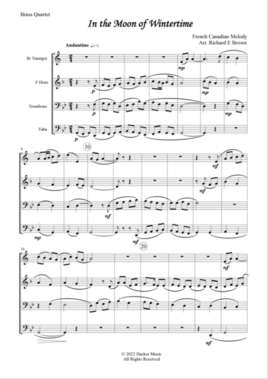 In the Moon of Wintertime - Brass Quartet Brass Quartet scores gallery preview page 2