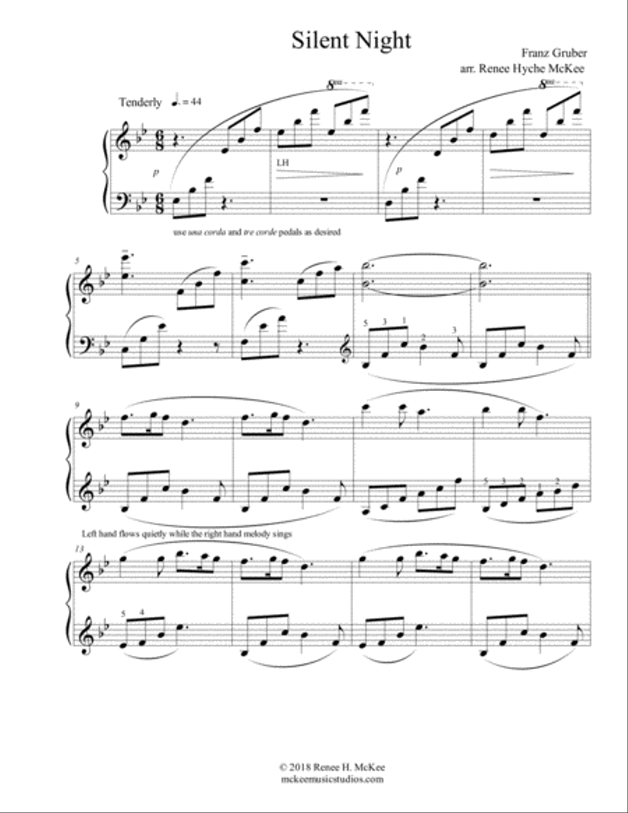 Silent Night Piano Solo scores gallery preview page 1