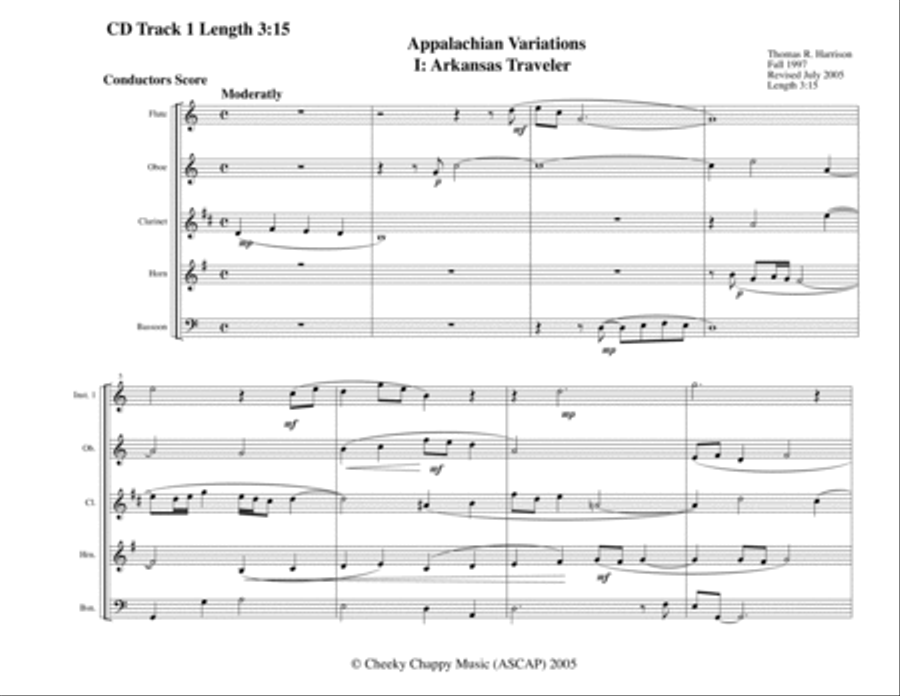 Arkansas Variations Arkansas Variations Woodwind Quintet scores gallery preview page 2