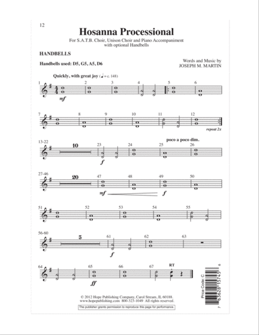 Hosanna Processional Hosanna Processional 4-Part scores gallery preview page 12