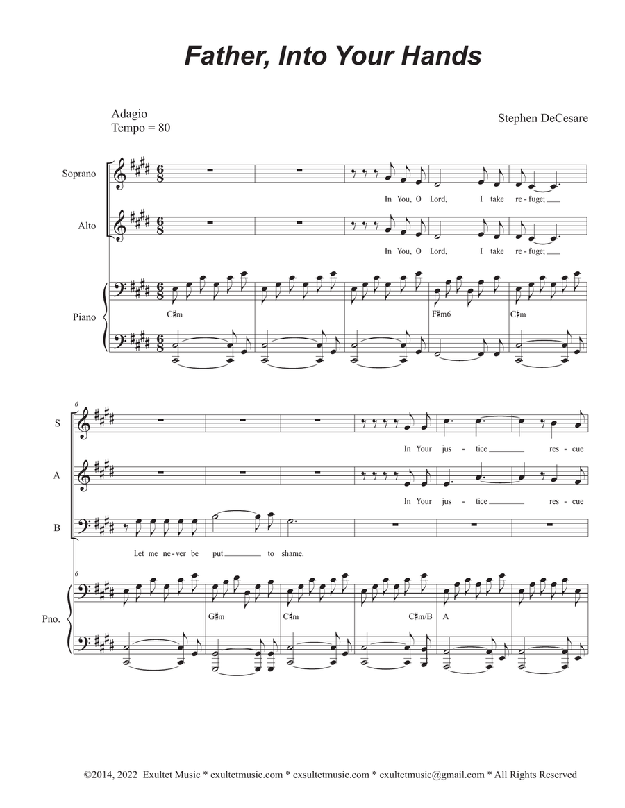 Father, Into Your Hands (SAB) 3-Part scores gallery preview page 1