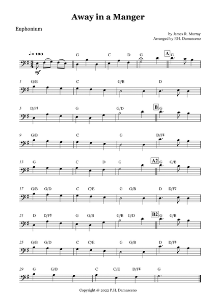 Away in a Manger - Euphonium Solo with Chords image number null