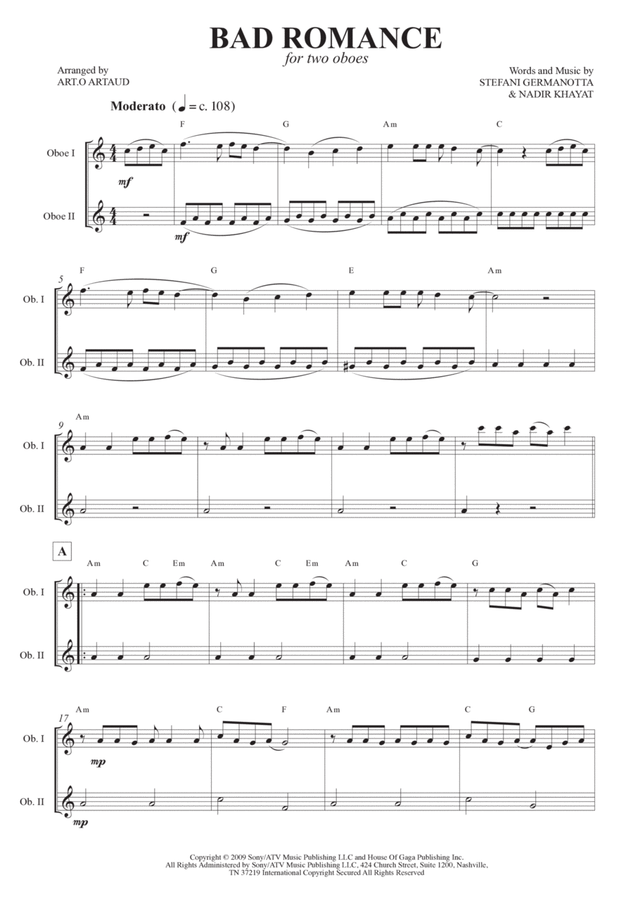 Bad Romance Easy Piano scores gallery preview page 1