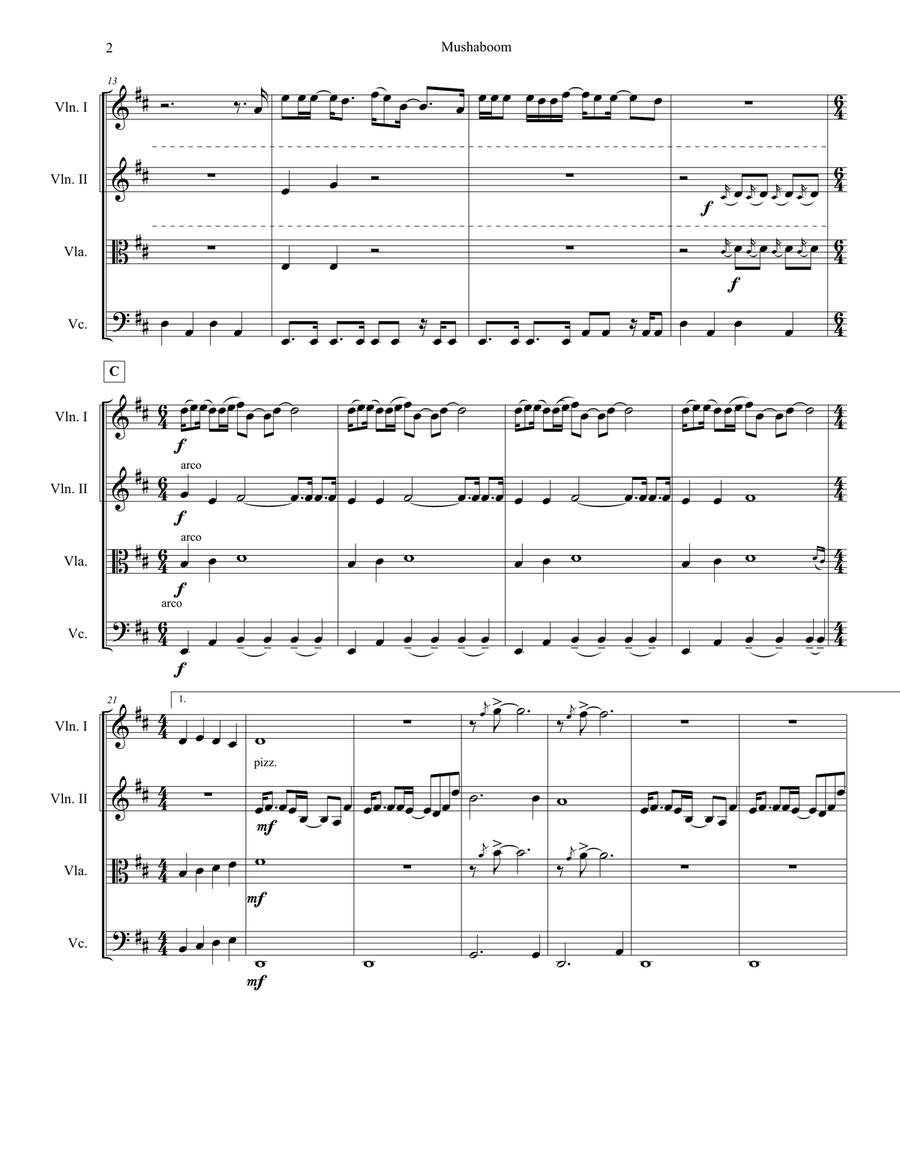 Mushaboom String Quartet scores gallery preview page 2