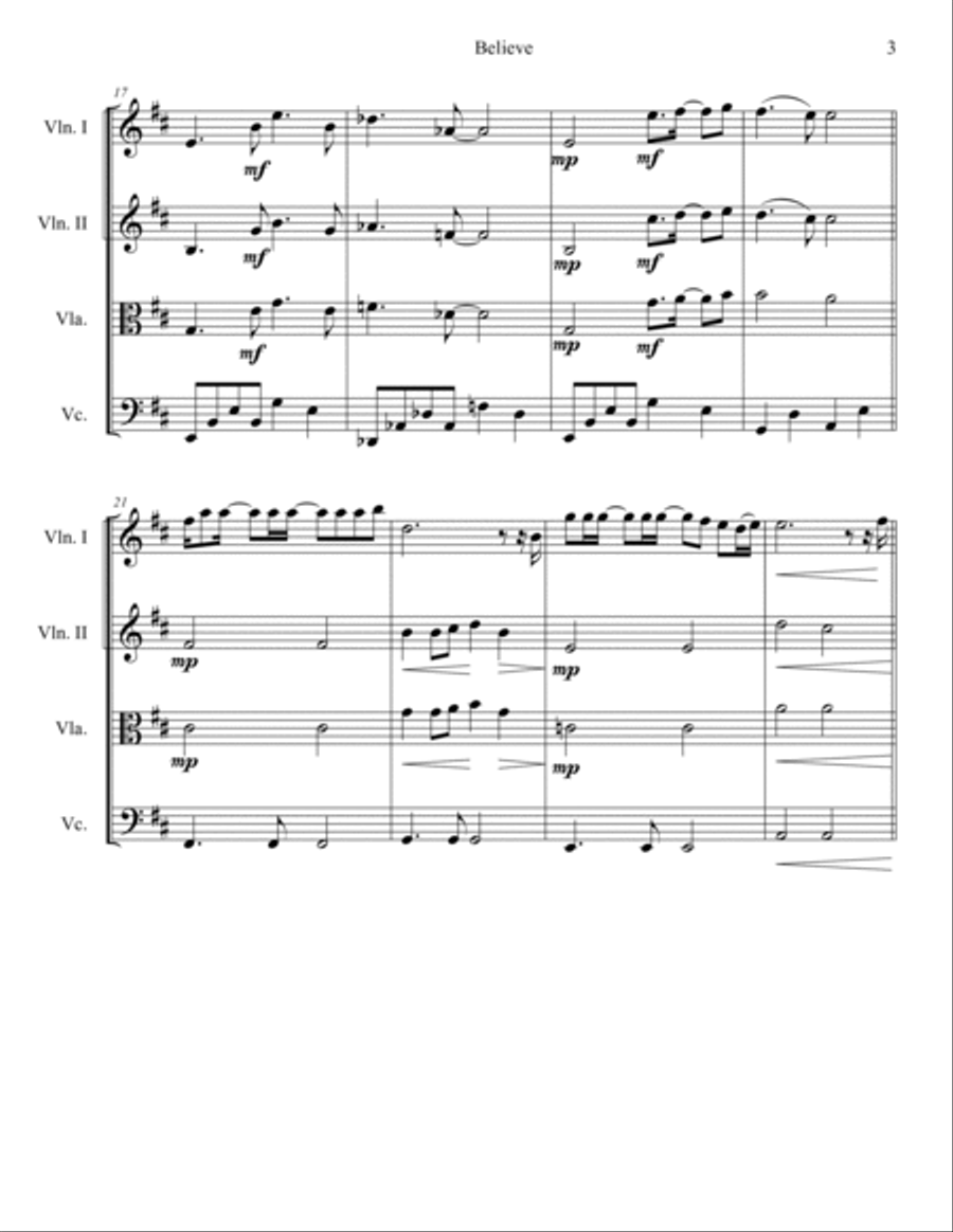 Believe String Quartet scores gallery preview page 3
