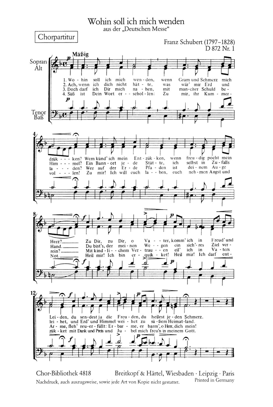 German Mass in F major D 872 4-Part scores gallery preview page 1