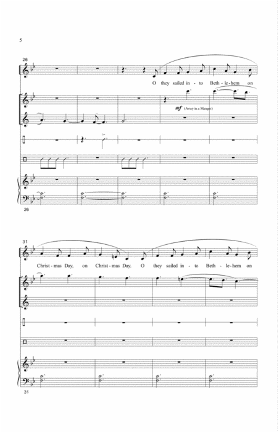 I Saw Three Ships Unison Choir scores gallery preview page 4