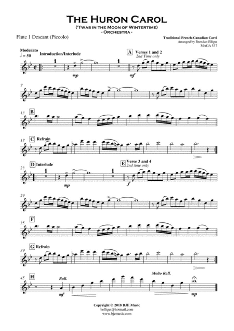 The Huron Carol ('Twas in the Moon of Wintertime) - Orchestra Full Orchestra scores gallery preview page 2