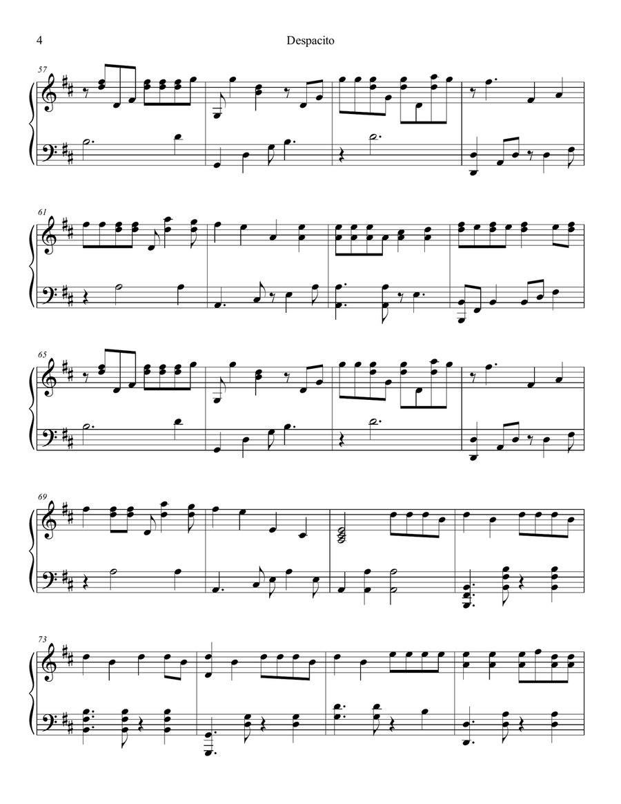 Despacito Piano Solo scores gallery preview page 4