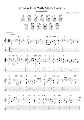 Crown Him With Many Crowns (Solo Fingerstyle Guitar Tab)