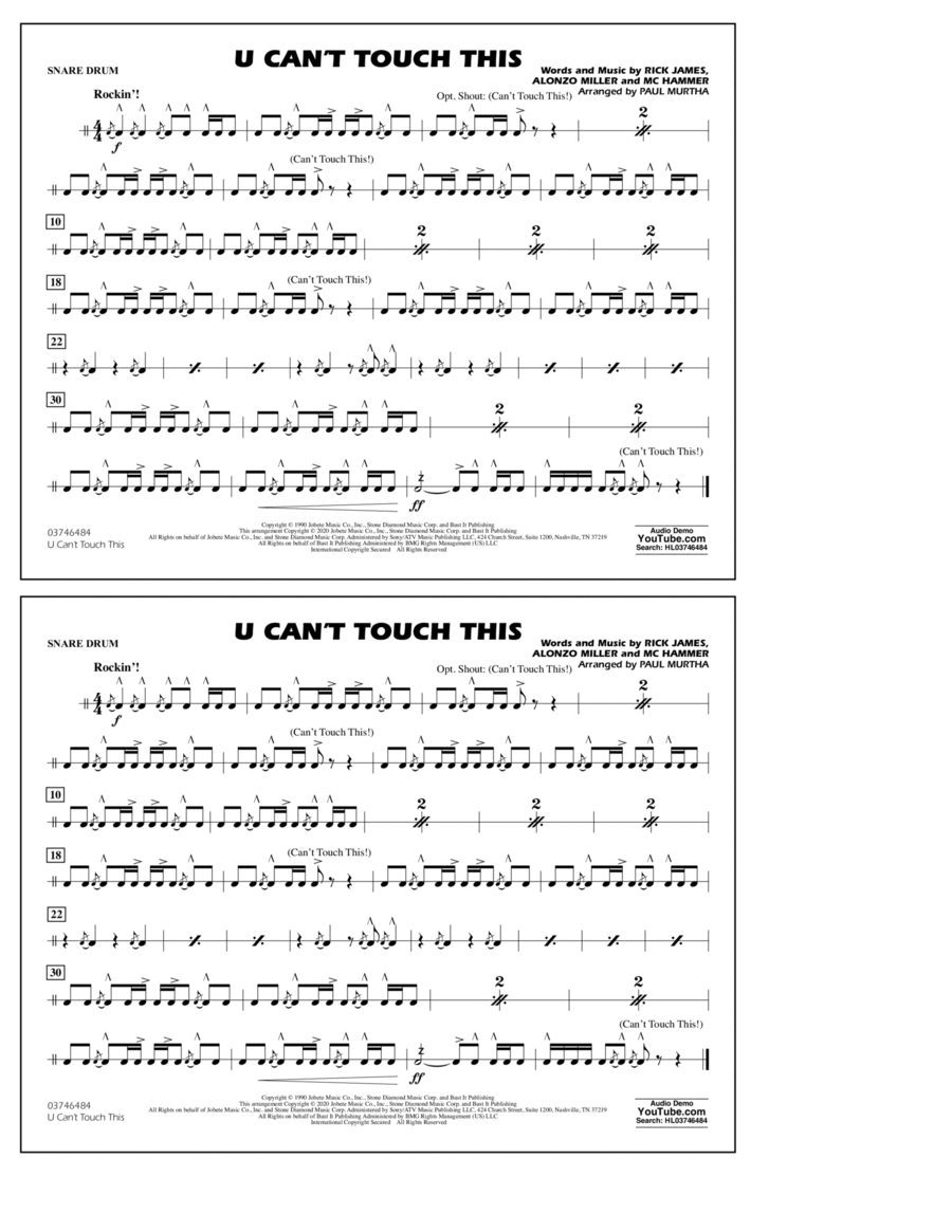 U Can't Touch This (arr. Paul Murtha) - Snare Drum