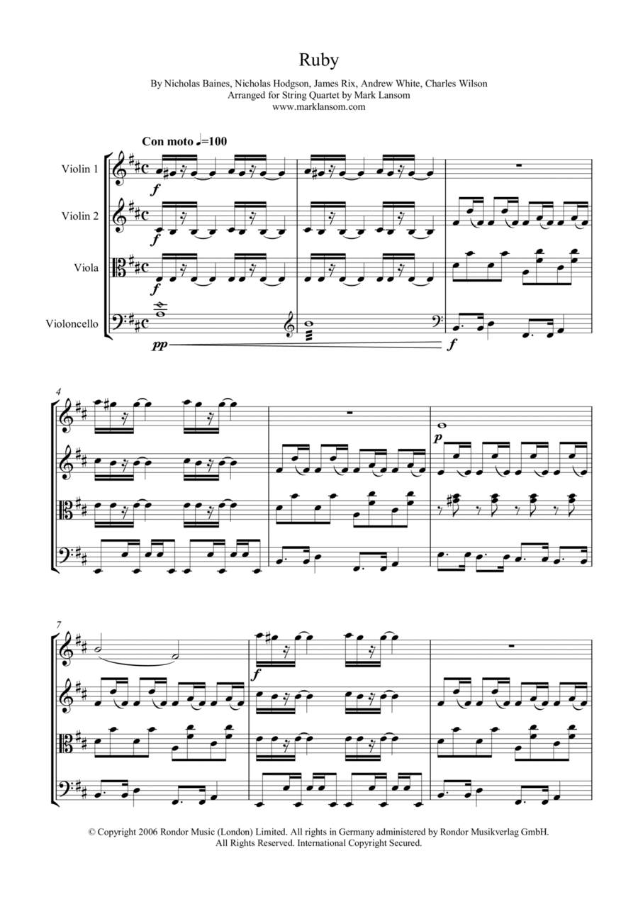 Ruby String Quartet scores gallery preview page 1