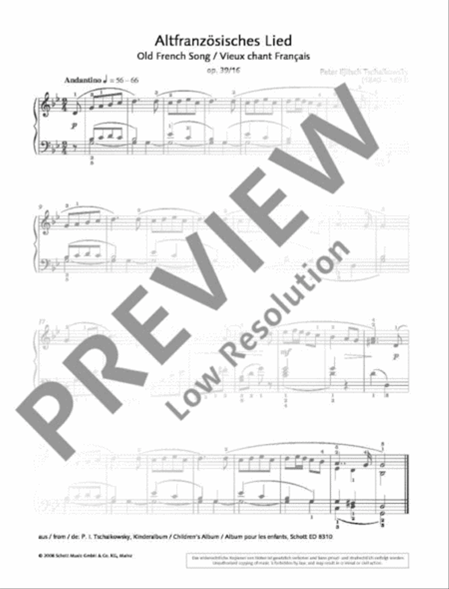 Old French Song, Op. 39 No. 16 Piano Solo scores gallery preview page 2