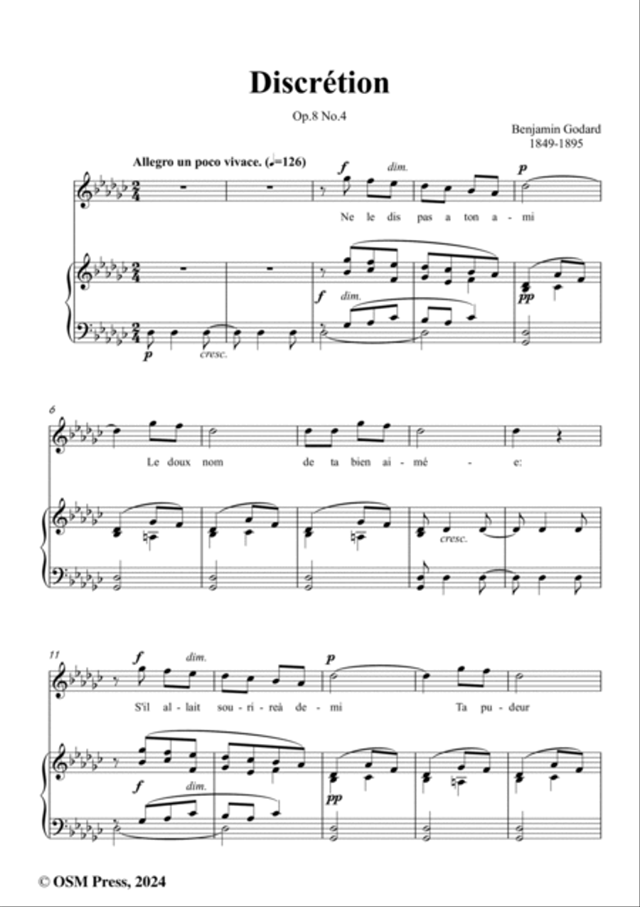 B. Godard-Discrétion,in G flat Major,Op.8 No.4 Voice scores gallery preview page 2