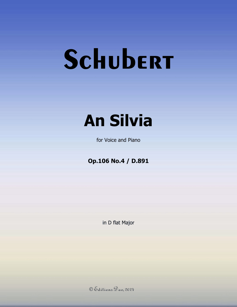 An Silvia, by Schubert, D.891, in D flat Major Voice scores gallery preview page 1