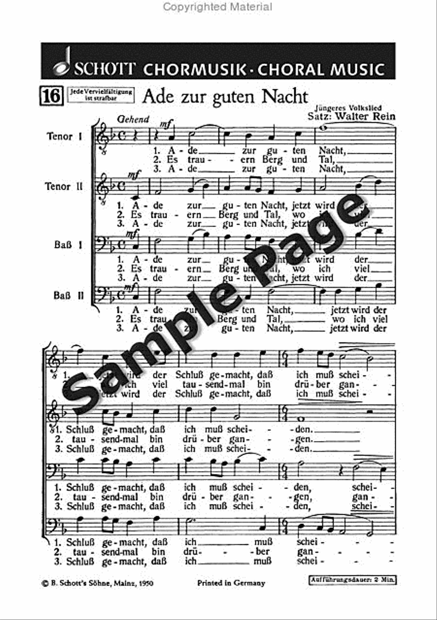 Rein W Ade Zur Guten Nacht TTBB scores gallery preview page 2