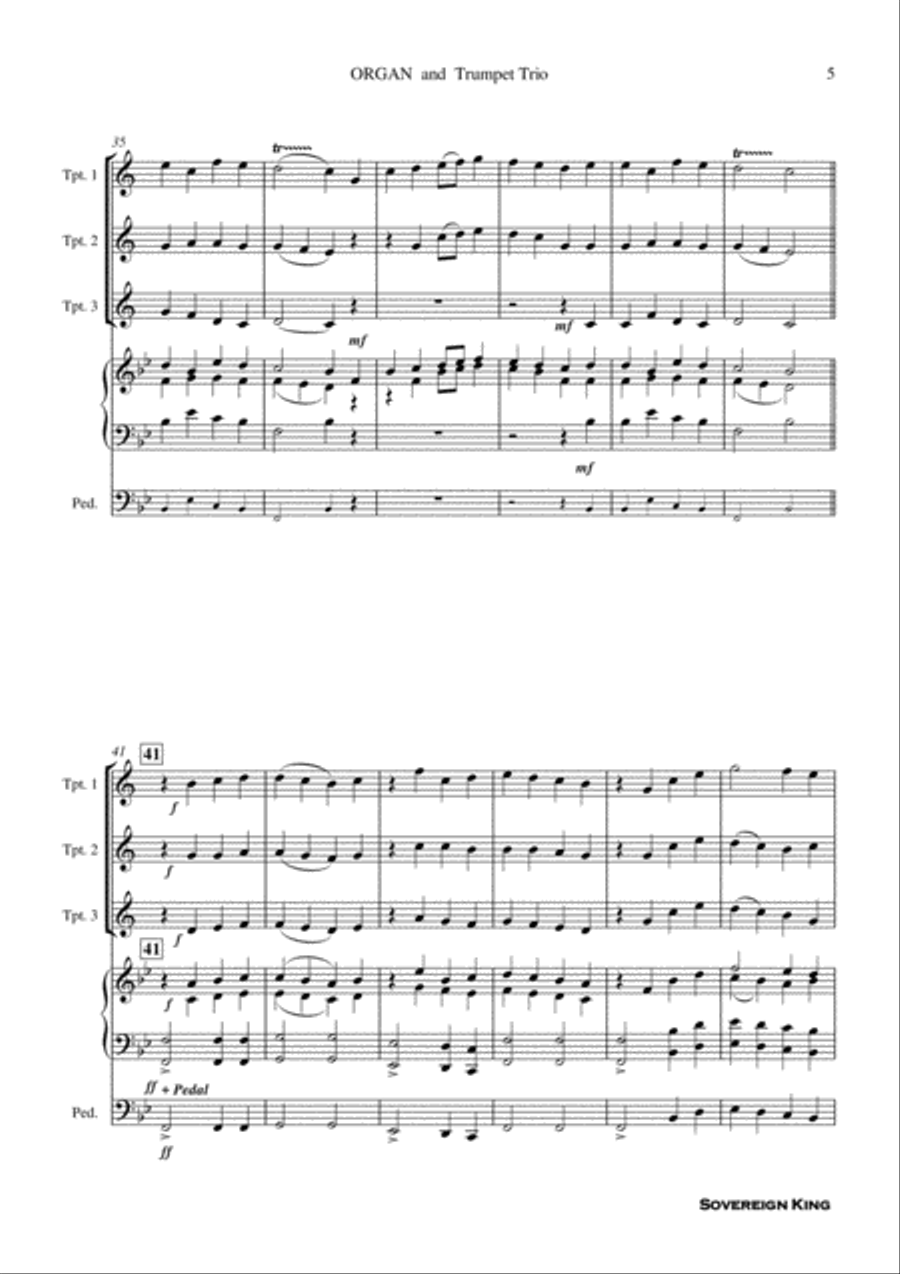 Sovereign King - Trumpet Trio with Organ Score and Parts PDF Trumpet Trio scores gallery preview page 6