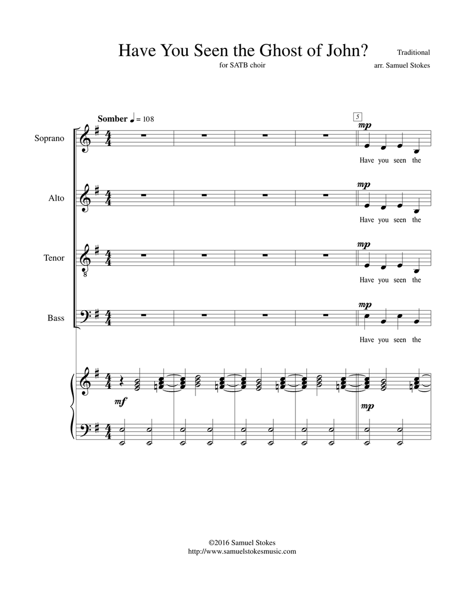 Have You Seen the Ghost of John? - for SATB choir 4-Part scores gallery preview page 1