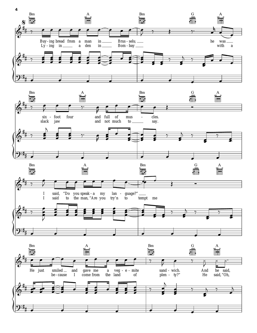 Down Under Down Under Piano, Vocal, Guitar scores gallery preview page 4